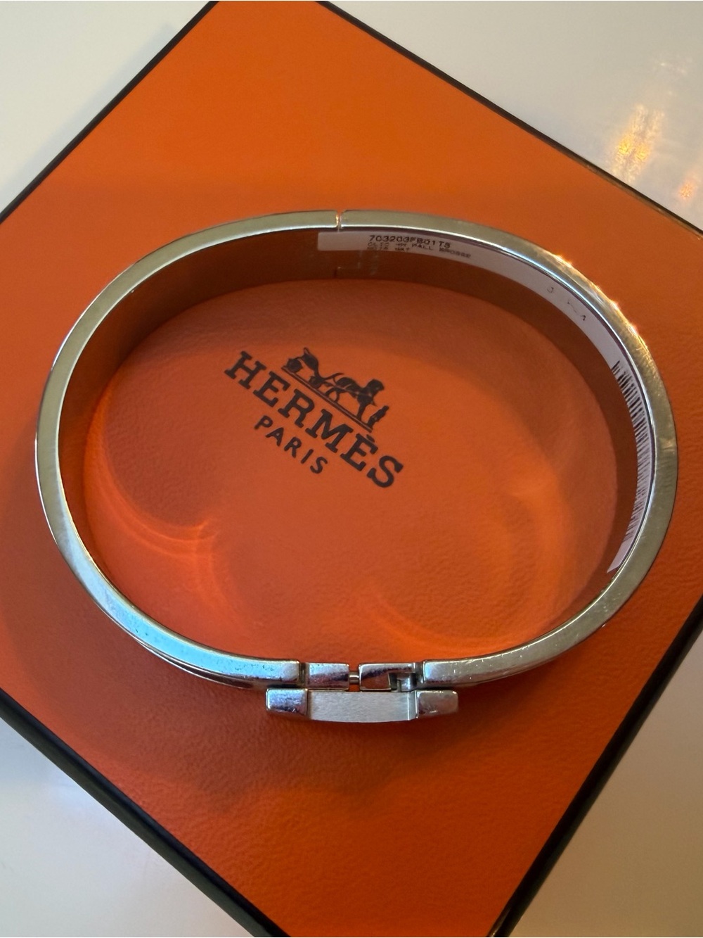 Hermes Men's Clic H Bracelet in Black and Silver-Tone - Picture 2 of 7